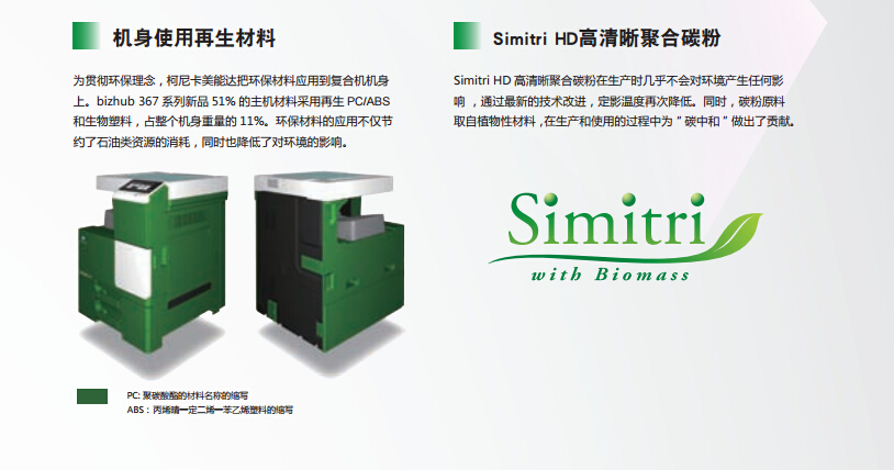 柯尼卡美能達(dá)287機(jī)智使用再生材料-科頤辦公